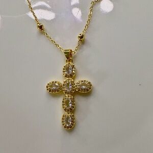 Elegant Plated Gold Cross Pendant Necklace